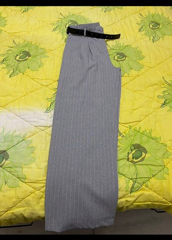 Fullamoda Gri Kemerli Palazzo Pantolon - Görsel 2