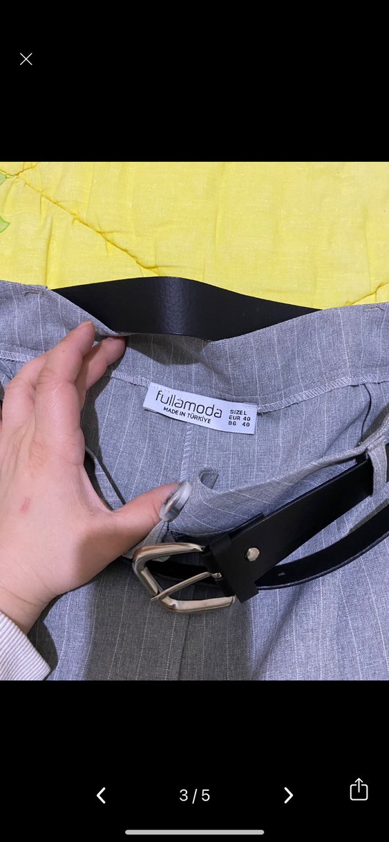 Fullamoda Gri Kemerli Palazzo Pantolon - Görsel 3