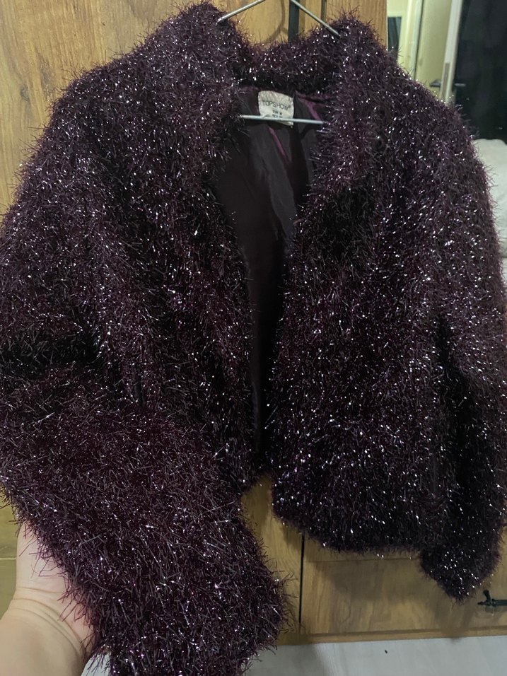 Mor Kürklü Kadın ışıltılı Ceket - Görsel 3