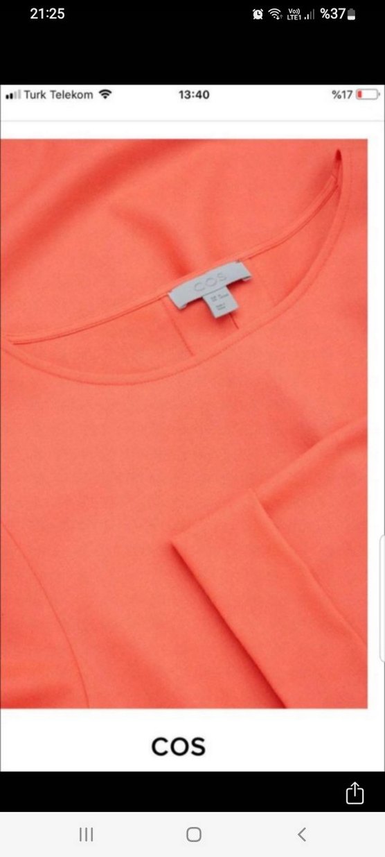 COS Turuncu Midi Rahat Kesim Kısa Kollu Elbise - Görsel 3