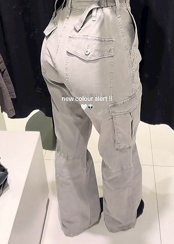 Gri Pamuklu Rahat Kesim Kadın kargo Pantolon - Görsel 2