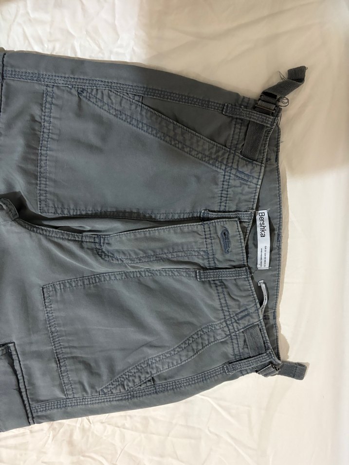 Gri Pamuklu Rahat Kesim Kadın kargo Pantolon - Görsel 4