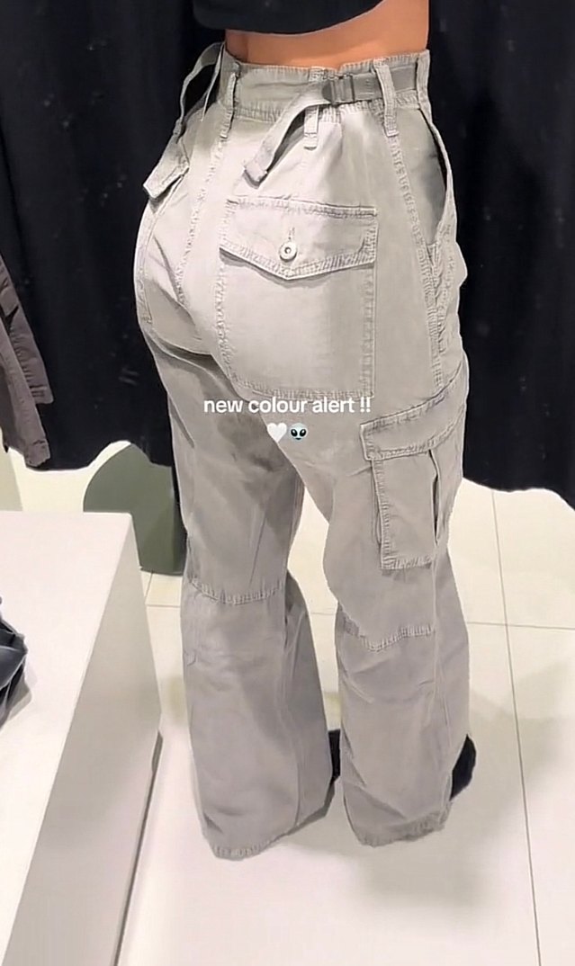 Gri Pamuklu Rahat Kesim Kadın kargo Pantolon - Görsel 2