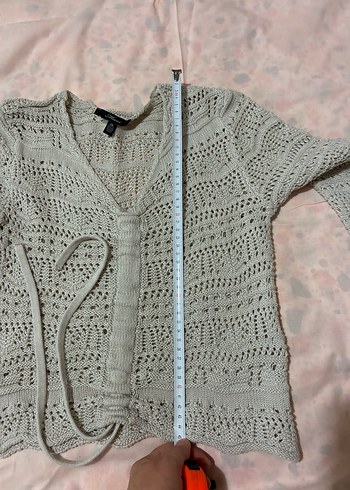Gri V Yakalı Örgü Kadın Kazak - Görsel 3
