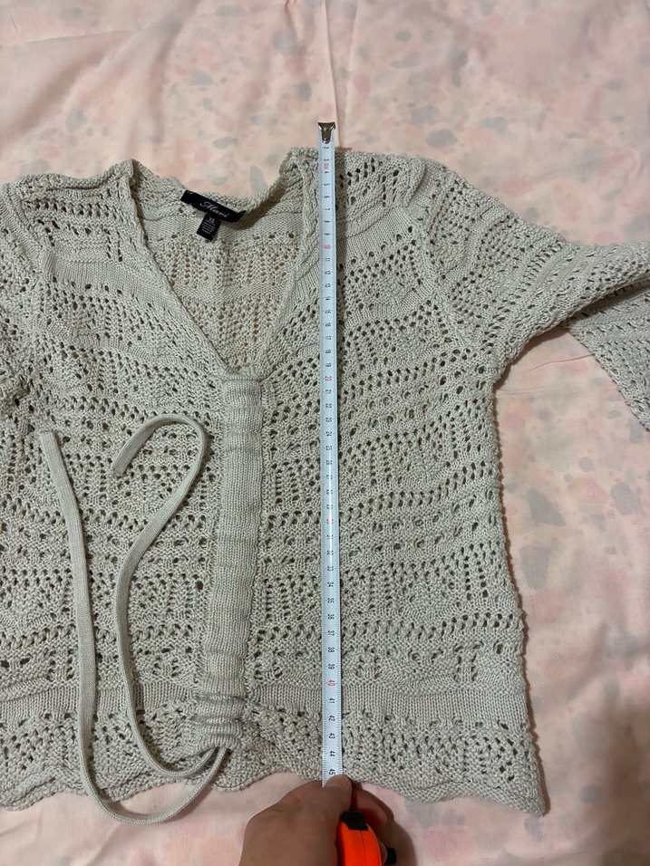 Gri V Yakalı Örgü Kadın Kazak - Görsel 3