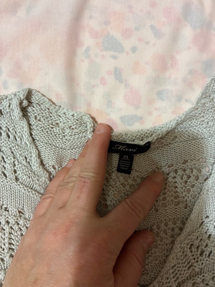 Gri V Yakalı Örgü Kadın Kazak - Görsel 2