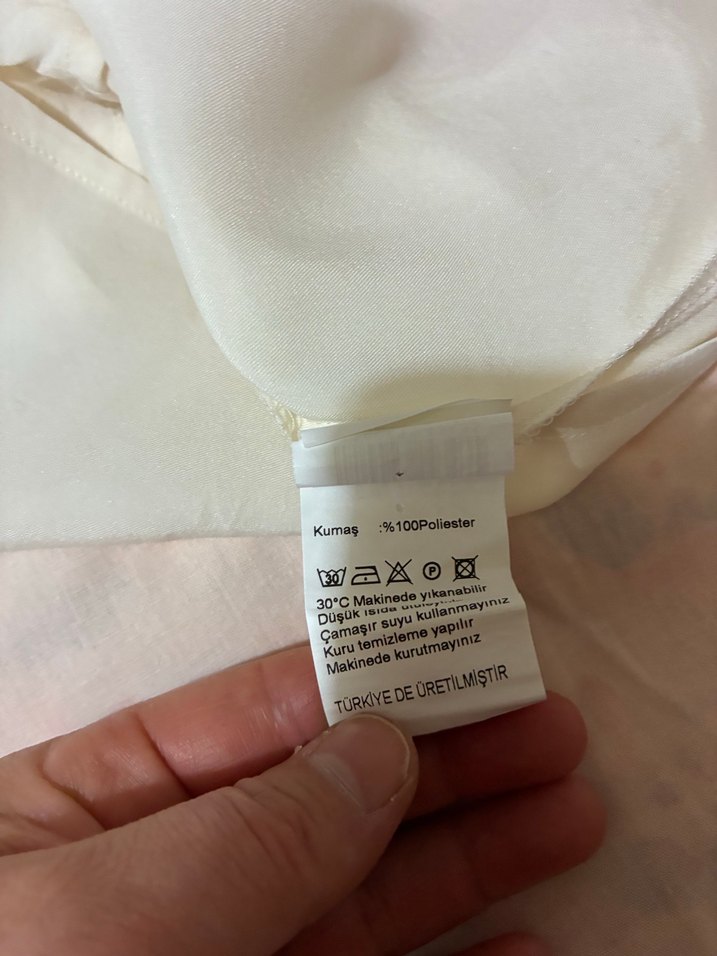 Beyaz Kolsuz V Yaka Keten Bluz - Görsel 3