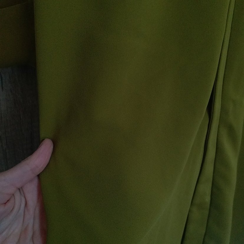 Kadın Yağ Yeşili Uzun Salaş Krep Kaban - Görsel 4