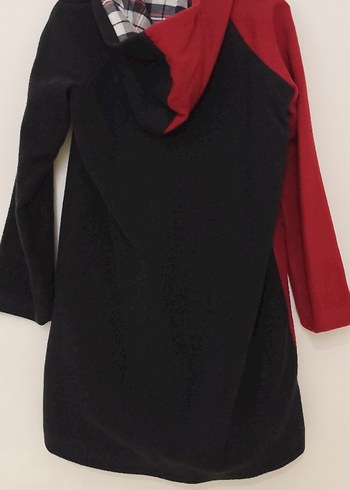 Kırmızı Siyah Fermuarlı Uzun Kaban - Görsel 6