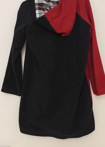 Kırmızı Siyah Fermuarlı Uzun Kaban - Görsel 5