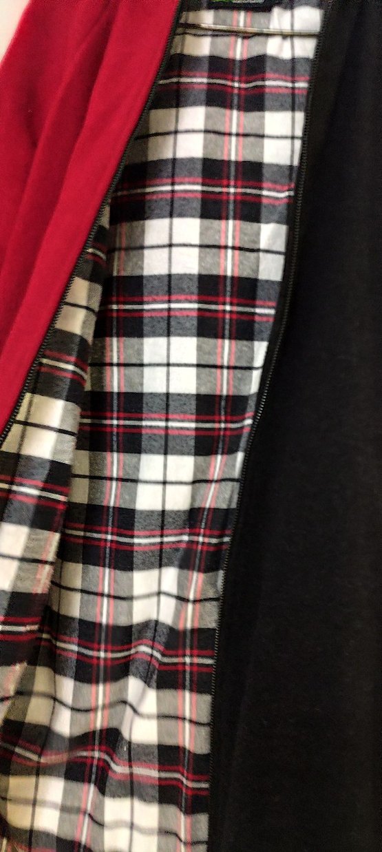 Kırmızı Siyah Fermuarlı Uzun Kaban - Görsel 4