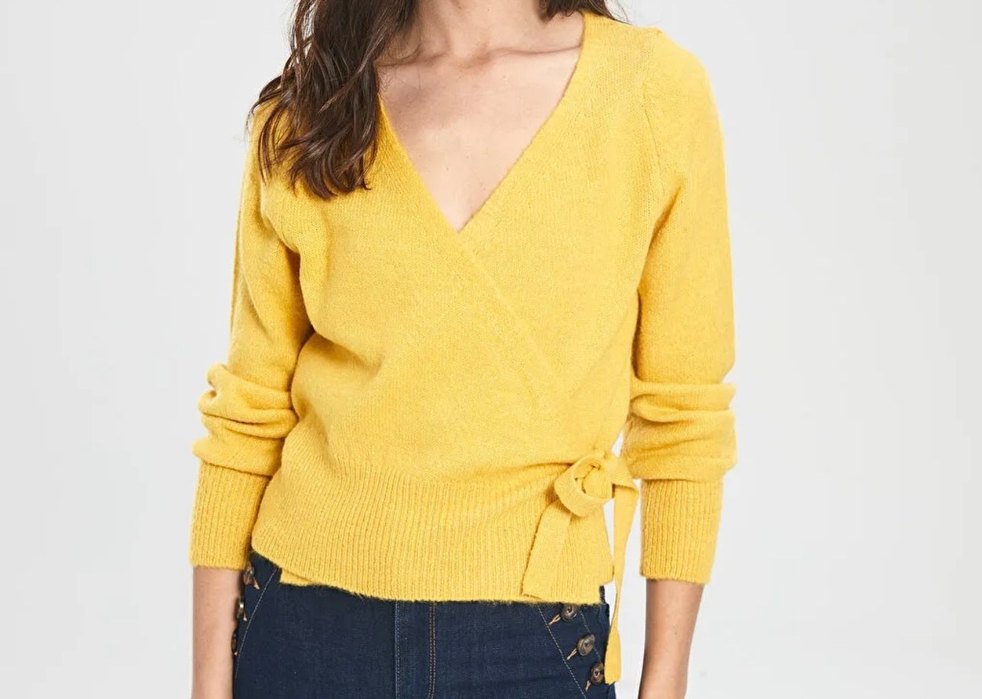 Kadın Sarı Triko Uzun Kollu Kazak - Görsel 2