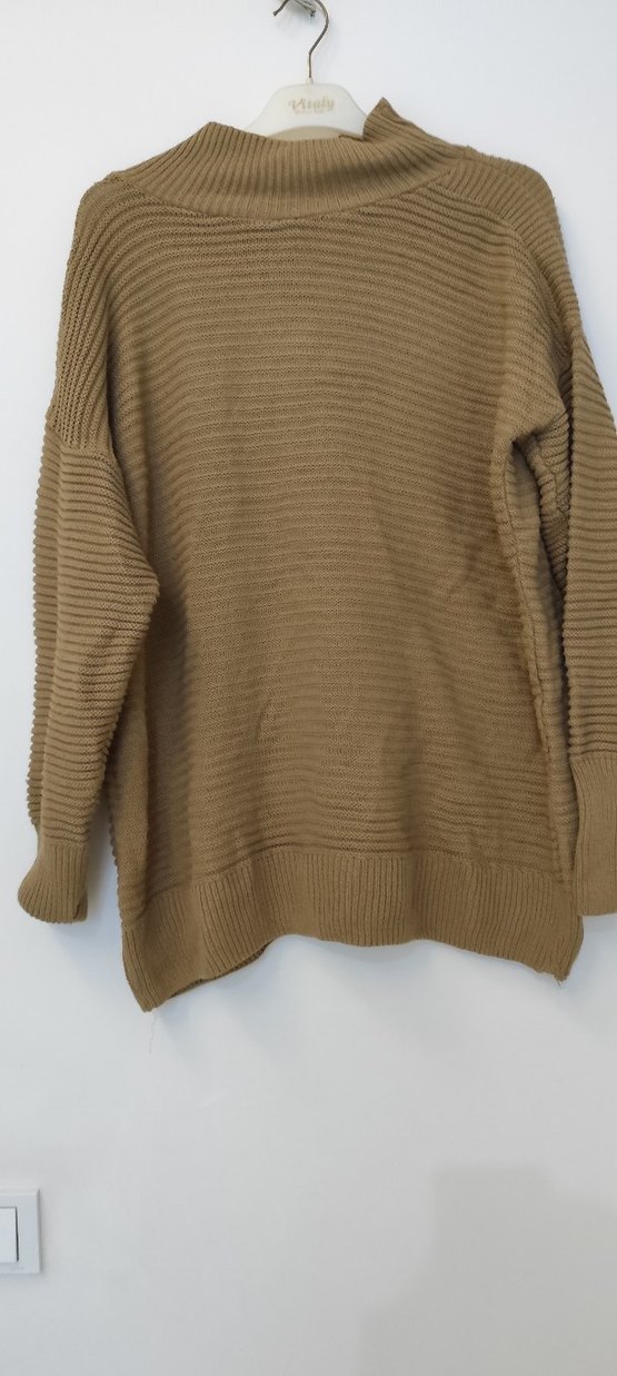 Kadın Kahverengi Boğazlı Triko Kazak - Görsel 2