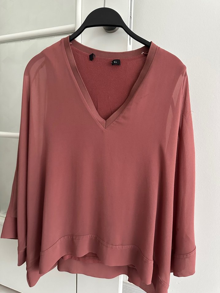 Pembe V Yaka Salaş Kadın Bluz - Görsel 2