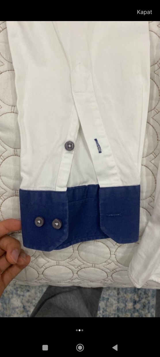 Düğmeli Uzun Kollu Beyaz Erkek  Gömlek - Görsel 2