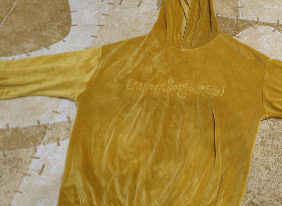 Sarı Süet Kadın Sweatshirt - Görsel 2