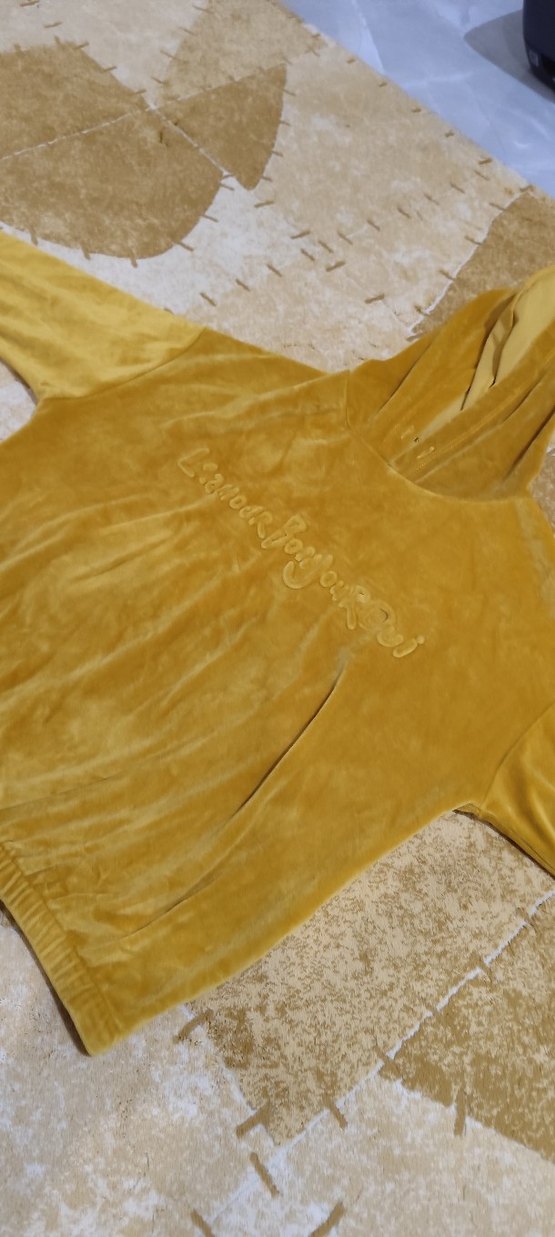 Sarı Süet Kadın Sweatshirt - Görsel 3