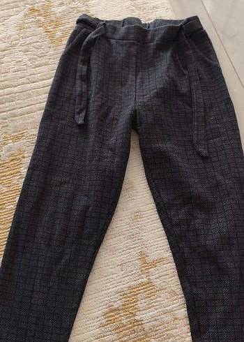 11-12 Yaş Beden gri Renk Gri Beli Kuşaklı Kadın Kumaş Pantolon