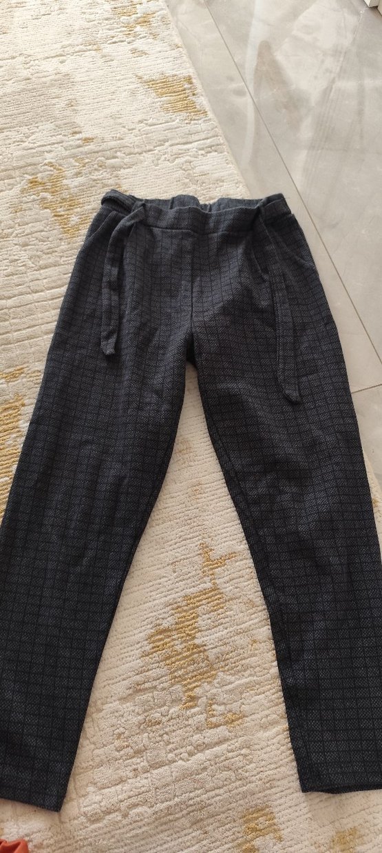 Gri Beli Kuşaklı Kadın Kumaş Pantolon - Görsel 3