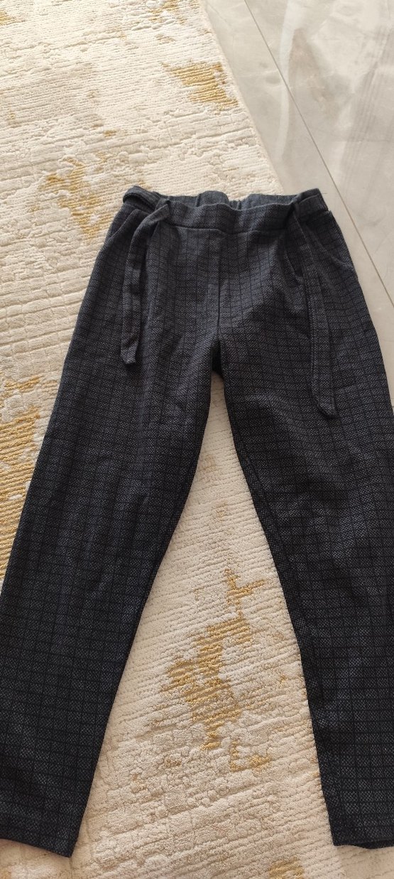 Gri Beli Kuşaklı Kadın Kumaş Pantolon - Görsel 4