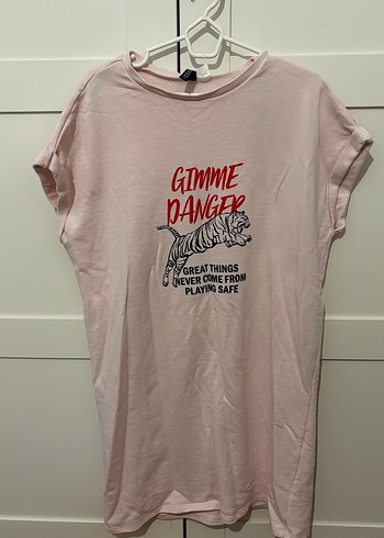 Pembe Baskılı elbise, kısa Kollu, Pamuk - Görsel 2