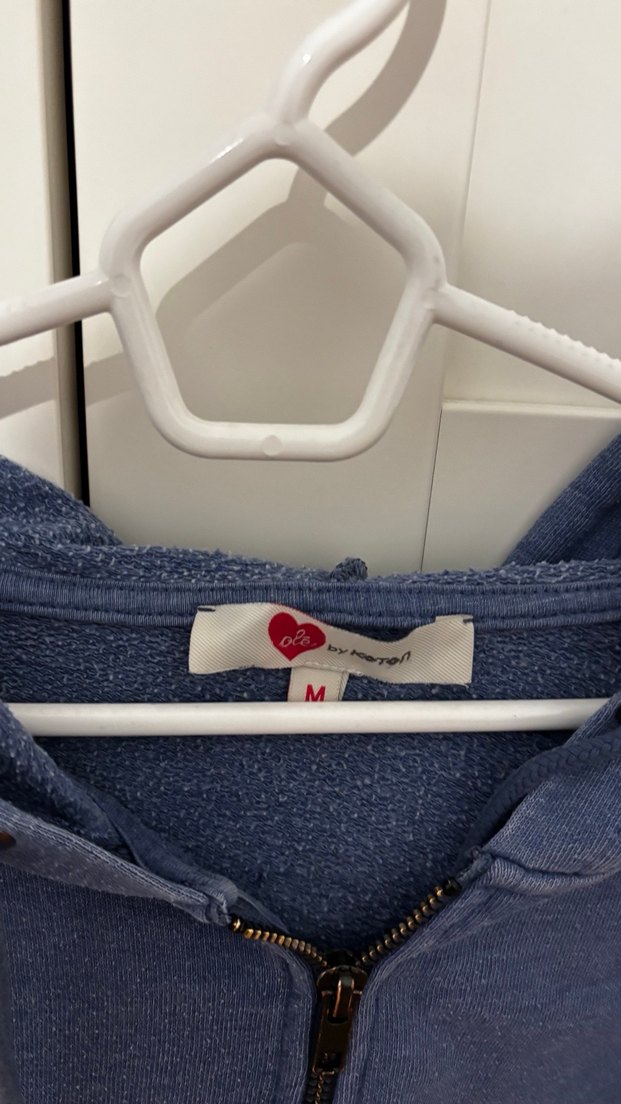 Kadın Mavi Kapüşonlu Salaş Sweatshirt - Görsel 2