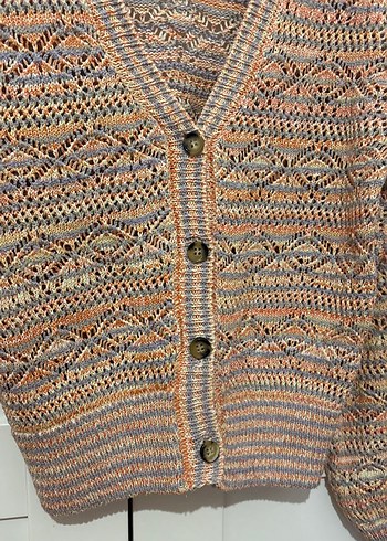 Bohem Çok Renkli Örgü Hırka - Görsel 2