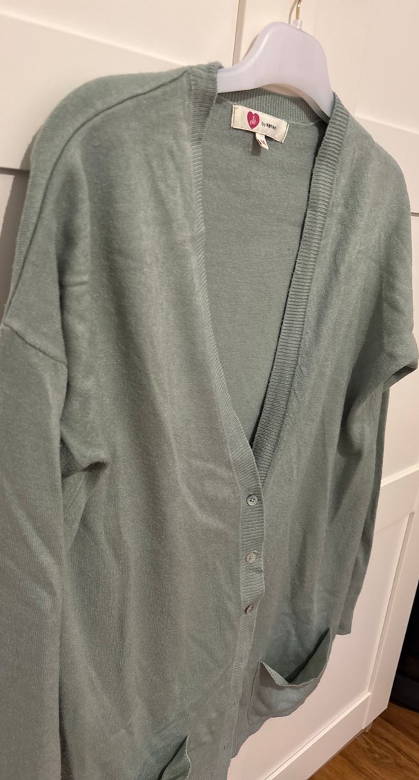 Yeşil Düğmeli Kadın Midi Hırka - Görsel 3