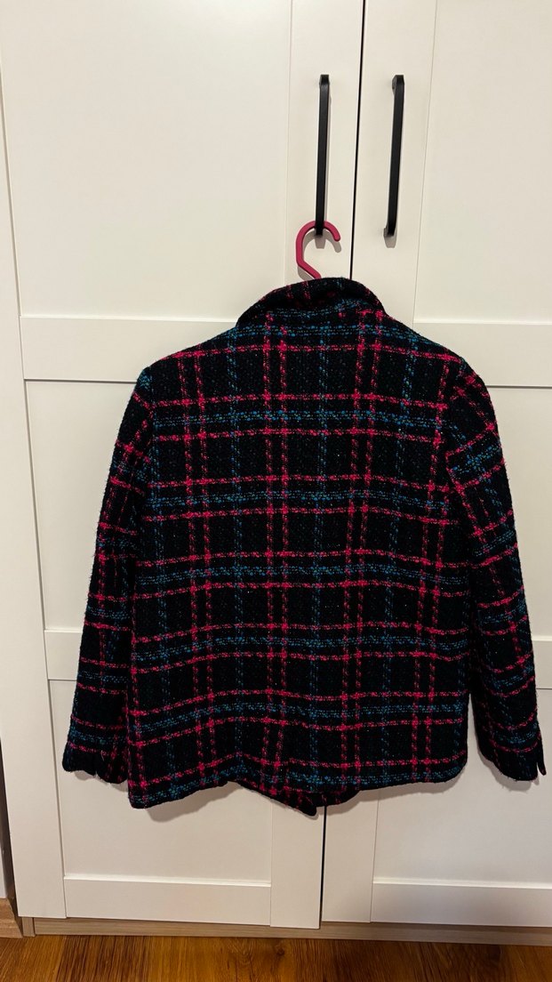 Düğmeli, Ekoseli Kadın Blazer - Görsel 2