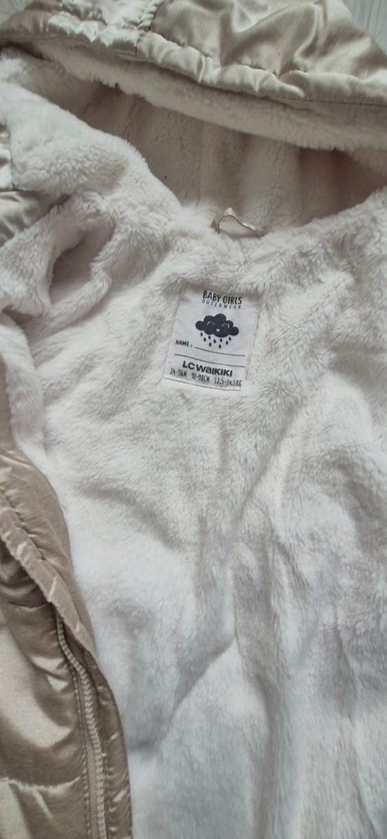 Kız Çocuk Beyaz Suni Kürk Detaylı Ceket - Görsel 3