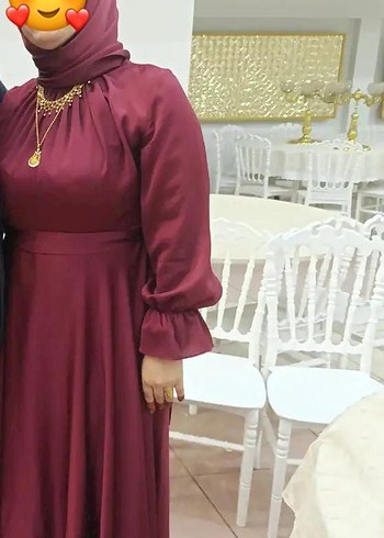 Bordo Uzun Kollu Yüksek Yakalı Kadın Elbise - Görsel 2