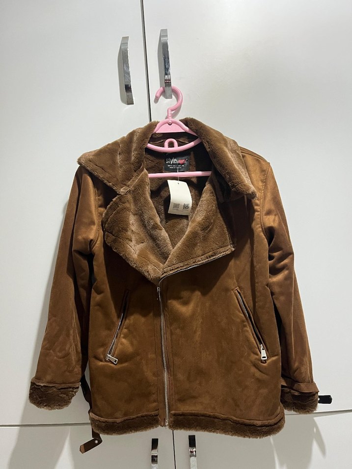 Kahverengi Süet Kürklü Kadın Ceket - Görsel 2