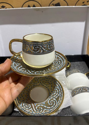 Beyaz Altın Detaylı Kahve Fincanı Takımı