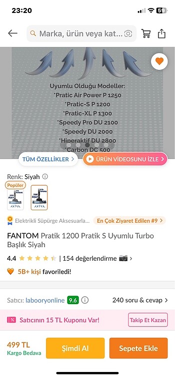  Beden Renk FANTOM Pratik 1200 Pratik S Uyumlu Turbo başlık