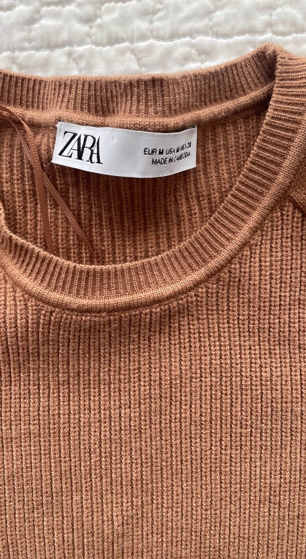 Zara marka Düğmeli Kahverengi Kadın Triko Kazak - Görsel 2