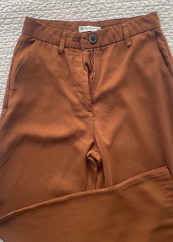 Pull Bear Kumaş pantalon Düğmeli Kahverengi Kadın Pantolon - Görsel 2