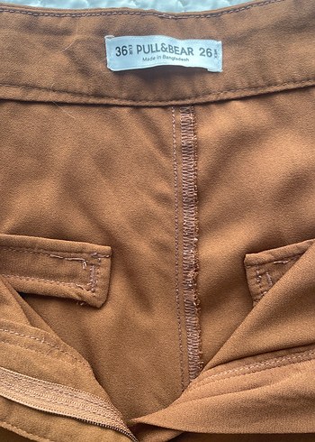 Pull Bear Kumaş pantalon Düğmeli Kahverengi Kadın Pantolon - Görsel 3
