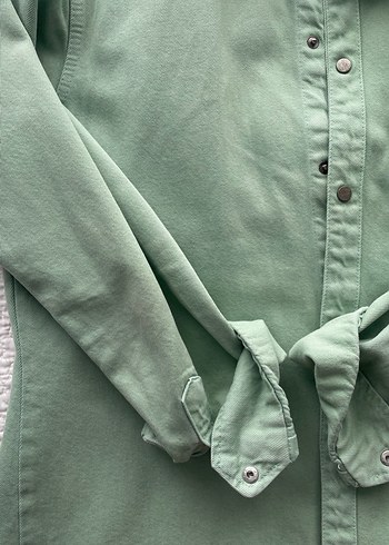 Erkek Yeşil Kot Uzun Kollu Gömlek Ceket - Görsel 3
