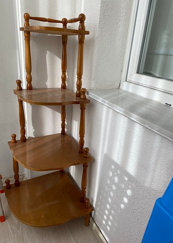 Parlak Bej Çocuk Rafı vintage raf gerçek ağaç - Görsel 3