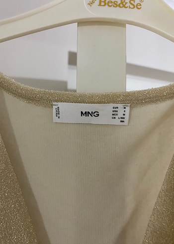 Mango Bej Drapeli Midi V Yaka Elbise - Görsel 4