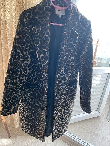 Leopar desenli ceket kaban - Görsel 5