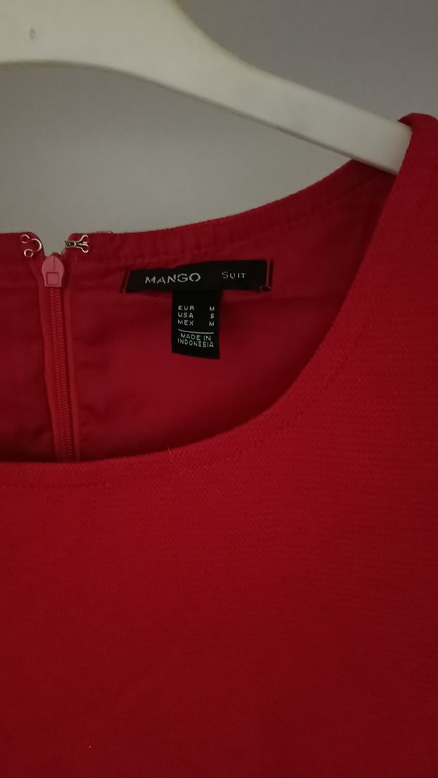 Kırmızı Kısa Kollu cep görselli elbise - Görsel 2
