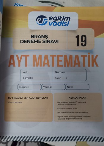 Beden Renk AYT Matematik ÜDS Eğitim Vadisi