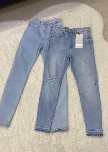 İkili Pastel Mavi Kadın Denim Pantolon