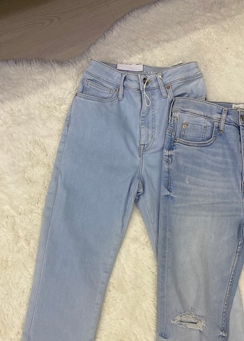 36 Beden İkili Pastel Mavi Kadın Denim Pantolon