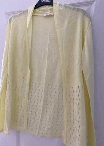 Sarı Midi Kadın Hırka V Yaka - Görsel 4