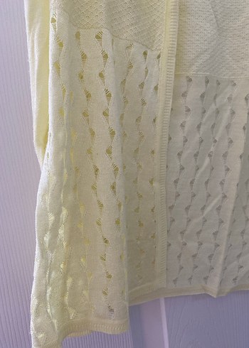 Sarı Midi Kadın Hırka V Yaka - Görsel 3