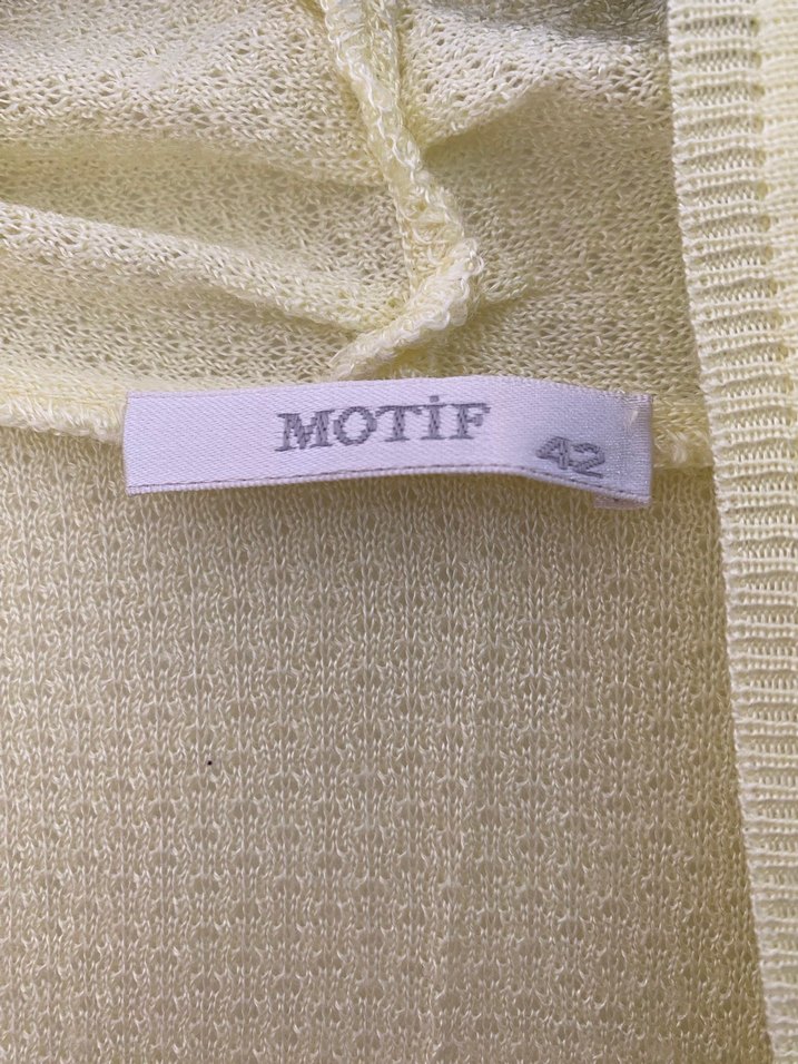 Sarı Midi Kadın Hırka V Yaka - Görsel 5