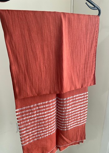 Kırmızı Keten Bohem Kadın Şal - Görsel 2