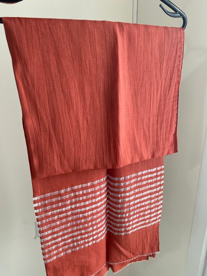 Kırmızı Keten Bohem Kadın Şal - Görsel 2